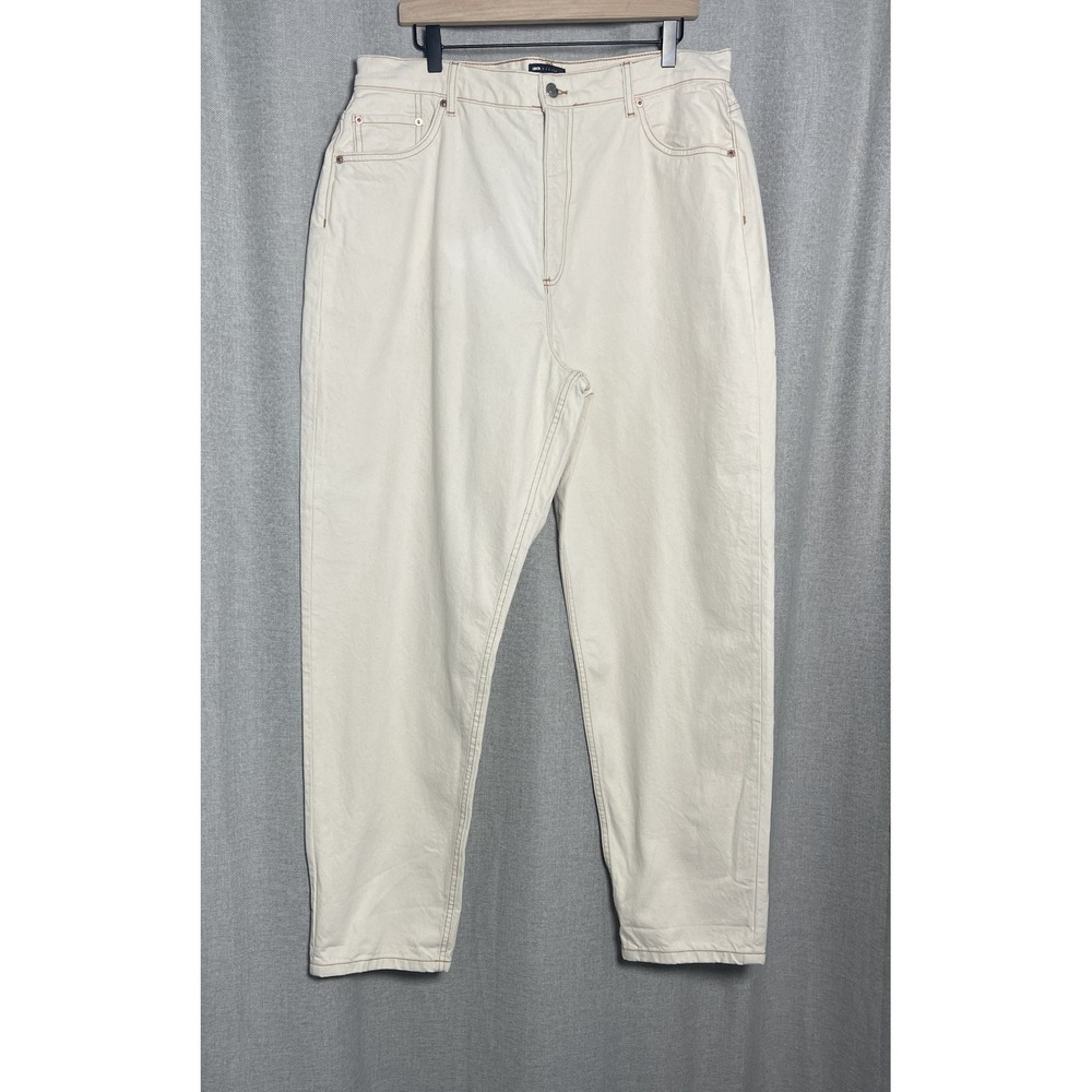 ASOS Design Curve Jeans Womens 14 Cream High Rise Mom Tapered 32 Inseam Plus